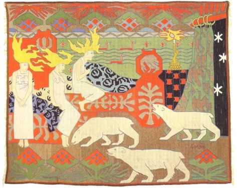 Gerhard Munthe, Textile Tapestry, Northern Light, Edvard Munch, Woven Tapestry, Arte Inspo, Art Textile, Tapestry Weaving, Painting Illustration