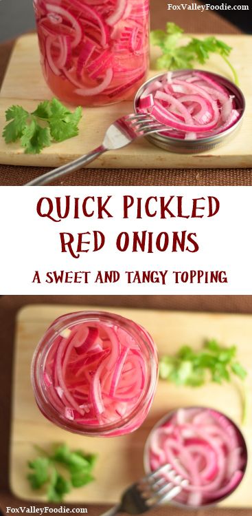 Quick Pickled Red Onions Recipe, added 3 cloves, 6 allspice berries, 1/2 tsp mixed peppercorns and 1 bay leaf. Fits perfectly in a large mouth quart jar Pickled Red Onions Recipe, Red Onion Recipes, Quick Pickled Red Onions, Quick Pickled, Pickled Veggies, Pickled Vegetables, Pickled Red Onions, Onion Recipes, Bay Leaf