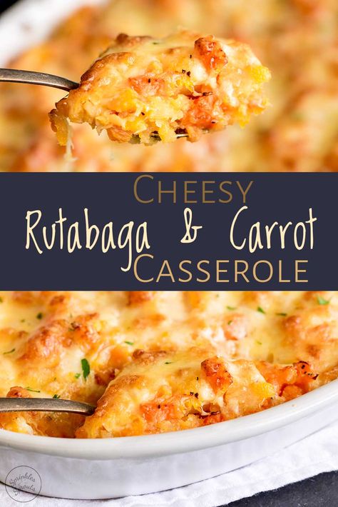 This easy Cheesy Rutabaga and Carrot Casserole makes the perfect make ahead side dish. A naturally gluten free dish that is put comfort food, this lower carb mash can be made up to a day in advance and then finished in the oven when you are ready for dinner. If you are looking for unique side dishes this holiday season then this casserole is for you. Plus it is easy to make for a crowd so if you have a house full this Thanksgiving or Christmas give this a go! Rutabaga Carrot Casserole, Carrot And Rutabaga Mash, Canned Rutabaga Recipes, Carrot And Turnip Casserole, Rutabaga And Carrot Recipes, Recipes With Rutabaga, Rutagaba Recipes, Rutabagas Recipe, Make Ahead Dishes