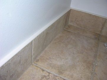 Baseboard Design Ideas | Matching Tile Baseboard / Easy to clean! Tile As Baseboard In Bathroom, Baseboard Bathroom, Dark Baseboards, Bathroom Baseboard, Dark Painted Walls, Tile Baseboard, Modern Baseboards, Floor Skirting, White Baseboards