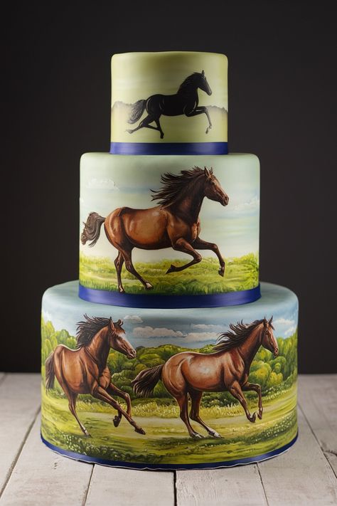 Gallop into the Sunset: Majestic Horse-Themed Birthday Cake Aesthetic Cake Horse Birthday, Horse Themed Cake, Horses Cake, Cake Horse, Barbie Dress Cake, Birthday Cake Aesthetic, Baking Design, Horse Figures, Horse Birthday Cake