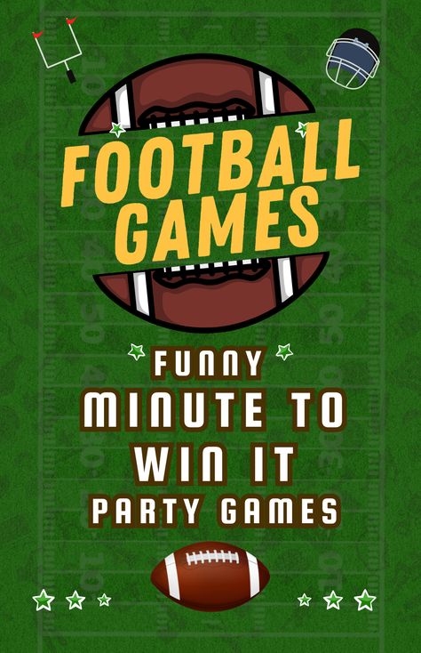 Fun Football Party Games for Party Ideas, Superbowl Party Activities, Sports Birthday Activities, Super Bowl Games, Football Party Games Activities, Football Team Bonding Activities, Kids Superbowl Activities / Kids Superbowl Party Fun, Football Birthday Party Activities, Minute To Win It Football Games For Big Game Party, Things To Do At Sports Viewing Parties. Easy Party Games for Groups or Family Games for Football Season! #minutetowinit #footballparty #partygames #groupgames #familygames #biggame #sportsparty Football Party Games, Sports Viewing Party, Team Bonding Activities, Party Games Group, List Of Sports, Easy Party Games, Superbowl Game, Soccer Birthday Parties, Baseball Theme Party