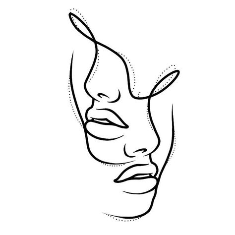 Face Sillouhette Tattoo, Gemini Outline Tattoo, Gemini Tattoo Outline, Two Face Line Tattoo, Gemini Face Tattoo, Outline Face Tattoo, Gemini Line Art, Face Silhouette Tattoo, Double Face Tattoo