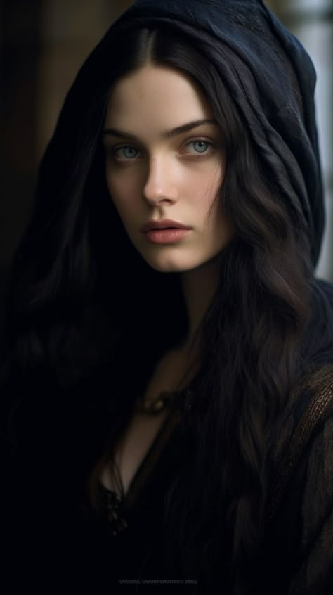 Female Character Inspiration Black Hair Blue Eyes, Black Hair Blue Eyes Character, Medieval Woman Art, Female Character Inspiration Black Hair, Character Inspiration Female, Medieval Characters, Woman With Dark Hair, Female Book Characters, Medieval Character