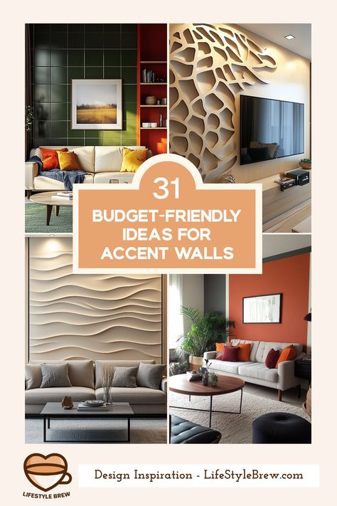 Transform your living room into a stylish oasis with these 31 budget-friendly accent wall ideas. Perfect for DIY enthusiasts, get creative with bold paint colors, innovative wallpaper designs, and fun artwork that breathes life into your space. Adjustable in any room, an accent wall can be the focal point you didn’t know you needed. Let your personality shine through with repurposed materials, stunning patterns, or a cozy wood accent. These affordable enhancements are not only impressively trendy but also easy on the wallet. Fireplace Mural Wall Art, Picking An Accent Wall, Lines Painted On Walls, Bold Accent Wall Colors, Diy Easy Accent Wall, Wallpaper Focal Wall Living Room, Bold Accent Wall Living Room, Wooden Accent Wall Dining Room, Wall Paint Transition Ideas