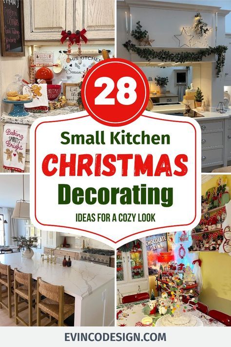 Christmas Decor Ideas For Cabinets, Small Kitchen Table Christmas Decor, How To Decorate With Kitchen Aid Mixer For Christmas, Small Kitchen Christmas Decor Ideas, Kitchen Decorated For Christmas, Kitchen Countertop Christmas Decor, Kitchen Xmas Decor Ideas, Counter Top Christmas Decor, Christmas Kitchen Counter Decor