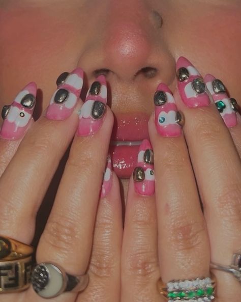 my shiny teeth and me Teeth Nails Art, Teeth Nails, Shiny Teeth, Nail Inspiration, 3d Nails, Cute Acrylic Nails, Long Nails, Nails Inspiration, Cute Nails