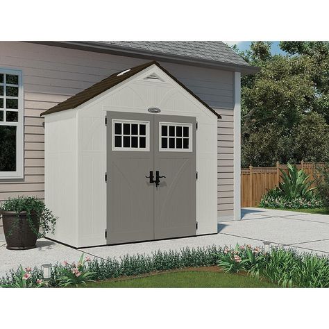 BIcycle & tools Storage Shed  8' 4.5" x 4' 0.75" Resin Storage Building, VersaTrack™ Compatibility http://www.sears.com/craftsman-8'-x-4'-resin-storage-building-206/p-07165006000P Plastic Storage Sheds, Resin Sheds, Shed Floor, Wood Storage Sheds, Bicycle Tools, Storage Building, Resin Storage, Tools Storage, Shed Kits