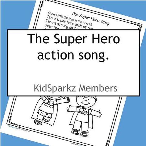 Action Heroes preschool theme activities and free printables. - KIDSPARKZ Superhero Preschool, Super Hero Activities, Preschool Theme Activities, Games For Preschool, Action Songs, Super Hero Theme, Summer Preschool, Theme Activities, Preschool Songs