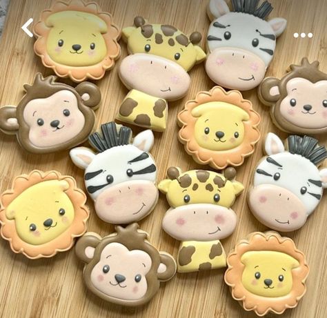 Safari Cookies Jungle Theme, Safari Cookies Decorated, Animal Cookies Decorated, Zoo Animal Cookies, Safari Sugar Cookies, Jungle Animal Cookies, Safari Themed Food, Safari Animal Cookies, Zoo Cookies