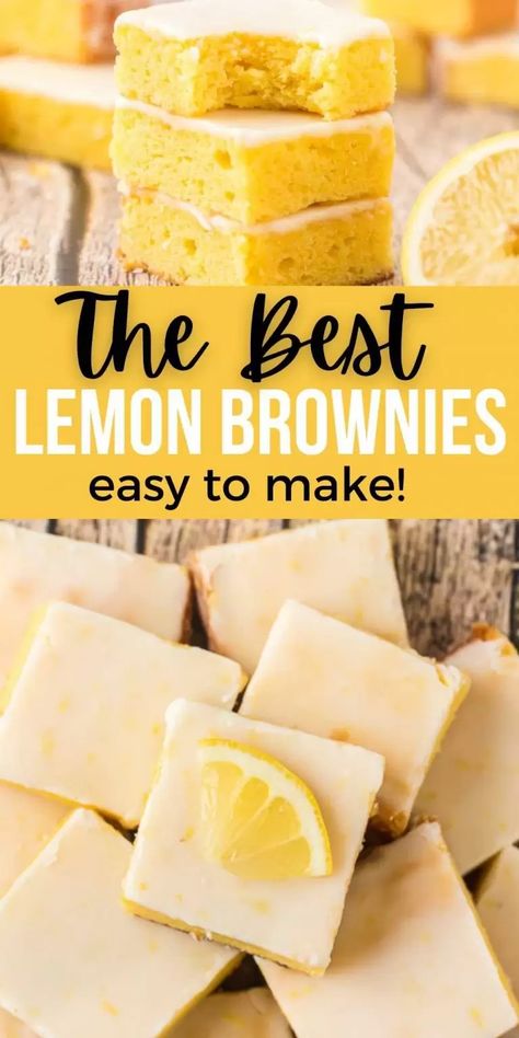 Lemon Brownies Recipe - Eating on a Dime Lemony Lemon Brownies Recipe, Gluten Free Lemon Brownies Recipe, Lemon Brownies Recipe Cake Mixes, Lemon Brownies Recipe Easy, Lemon Brownies With Cake Mix Boxes, Lemonies Recipe, Brownie Varieties, Brownie Types, Lemon Charlotte