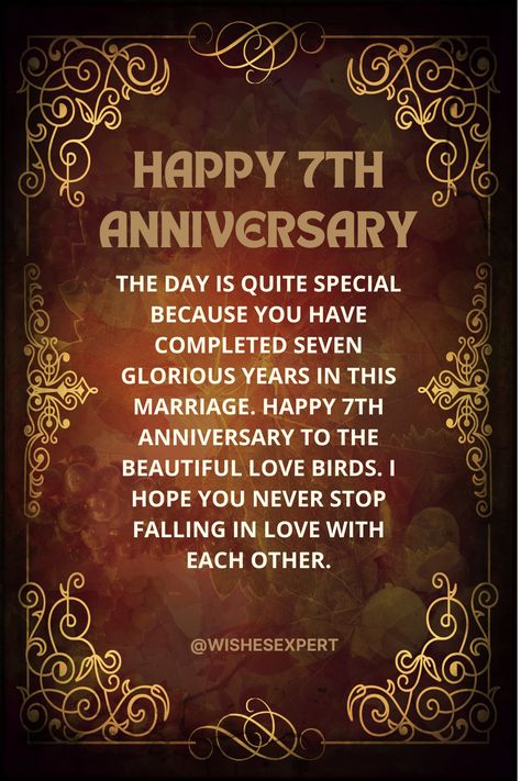 Happy 7th Anniversary Wishes And messages 7 Year Anniversary Quotes, Happy 7th Anniversary, Happy Anniversary Photos, Happy Marriage Anniversary, Wedding Anniversary Quotes, 7 Year Anniversary, 7th Wedding Anniversary, Anniversary Congratulations, Wedding Anniversary Wishes