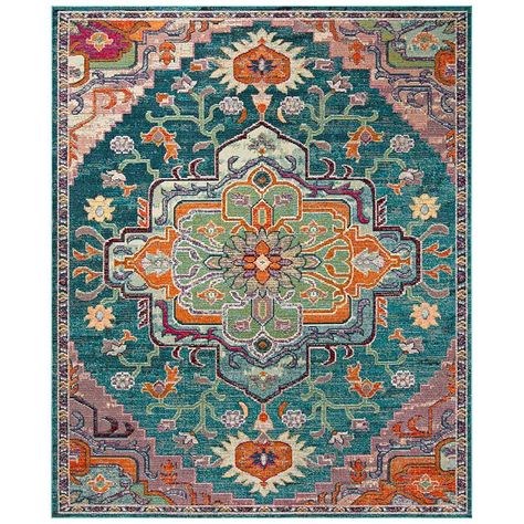 Safavieh CRS501T Teal and Rose Area Rug - #69C87 | Lamps Plus Teal Rug, Crystal Power, Vintage Medallion, Square Area Rugs, Colorful Rug, Area Rug Collections, Medallion Rug, Orange Area Rug, Floral Area Rugs