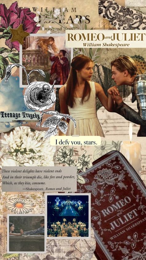 Romeo And Juliet Aesthetic Wallpaper, Vintage Aesthetic Collage, Shakespeare Words, Theatre Pictures, Movie Collage, Collage Moodboard, Love Collage, School Displays, Wallpaper Collage