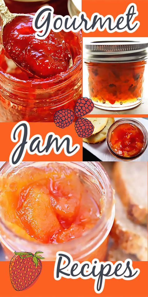 Gourmet Jam Recipes, Fun Canning Recipes, Jams And Jellies Recipes, Spiced Jam Recipes, Homemade Jelly And Jam Recipes, Canning Recipes For Gifts, Summer Jam Recipes, Jellies And Jams, Strawberry Jam Combinations