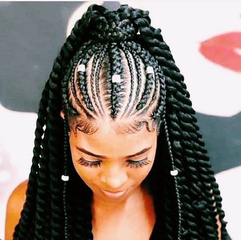 Two Cornrow Braids, Bridal Fishtail Braid, Goddess Braid Styles, Goddess Braids Hairstyles, African Hair Braiding Styles, Braided Prom Hair, Natural Hair Braids, Cornrow Hairstyles, Cornrows Braids