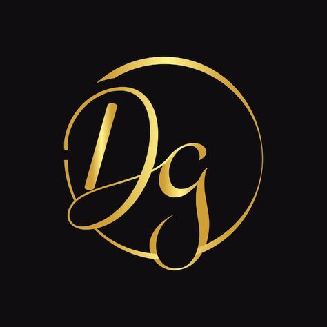 Initial dg letter logo with script typog... | Premium Vector #Freepik #vector #dg #dg-logo #logo-concept #logo-illustration Dg Logo Design Letter, Gd Logo Design, Dg Logo Design, Dg Tattoo, Dg Wallpaper, Dg Letters, यूट्यूब लोगो, D G, Goat Logo