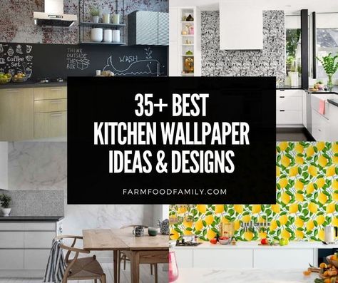 kitchen-wallpaper-ideas-designs Wallpaper For Coffee Bar, Wallpaper In Kitchens, Wallpaper In Kitchen Ideas, Wallpaper Ideas For Kitchen, Kitchen Wallpaper Ideas Accent Wall, Wallpaper Pantry, Wallpaper In Kitchen, Modern Kitchen Wallpaper, Kitchen Wallpaper Design