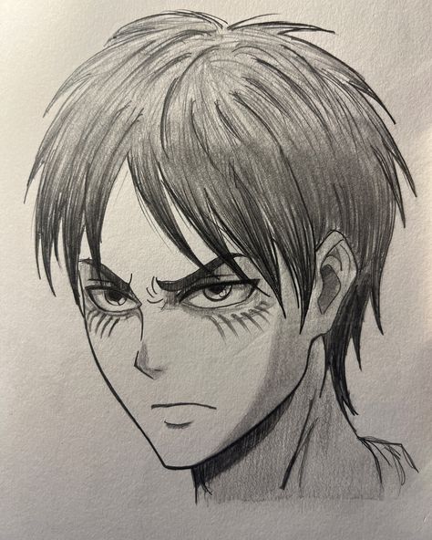 Eren yeagur 🫶🫡 . . #artgallery #sketch #drawing #manga #anime Anime Drawing Easy Sketch, Eren Jaeger Drawing Pencil, Eren And Mikasa Drawing, Eren Jaeger Sketch, Anime Face Sketch, Anime Pencil Sketches, Erwin Manga, Eren Yeager Sketch, Eren Jaeger Drawing