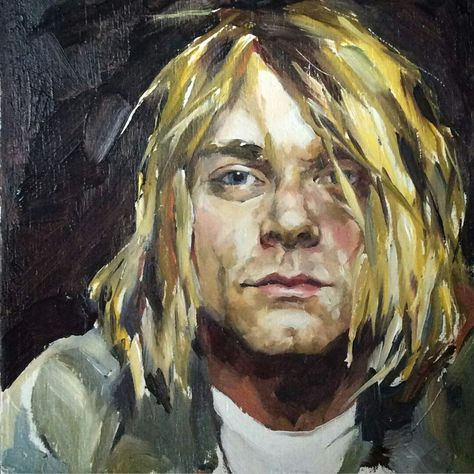 Kurt Cobain's Art, Kurt Cobain Reference Photo, Nirvana Painting Ideas, Kurt Cobain Fanart, Kurt Cobain Artwork, Kurt Cobain Drawing, Kurt Cobain Portrait, Kurt Cobain Painting, Nirvana Painting