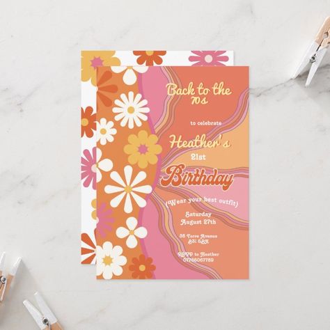 Flower Power Party Invitation, Flower Power Party Theme, 60s Party Invitation, 60s Birthday Party, Flower Power 70s, Flower Power Party, Hippie Birthday Party, Groovy Birthday Party, Flower Power Hippie