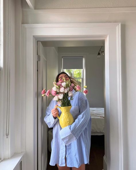 A Woman, Yellow, Flowers, Pink, On Instagram, Instagram