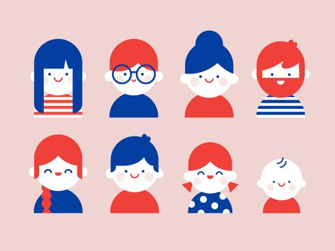 Happy people by Maria Maldonado | Dribbble Flat Cute Illustration, Cute Face Illustration, Simple People Illustration, Flat Illustration Characters, Simple Character Illustration, Flat Character Illustration, Illustration Person, Character Flat Design, Kid Illustration