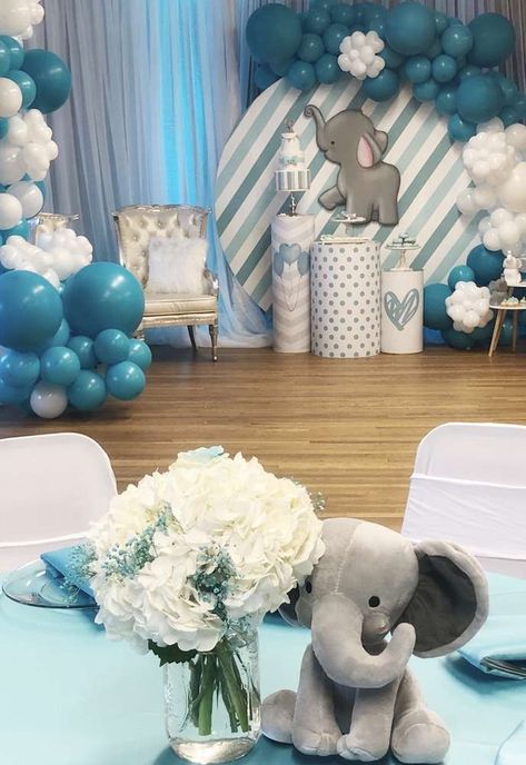 Elephant Theme Baby Shower Boy, Baby Shower Elephant Theme Boy, Elephant Themed Baby Shower Ideas, Elephant Party Ideas, Elephant Baby Shower Theme Boy, Elephant Baby Shower Centerpieces, Diy Baby Shower Centerpieces, Boy Baby Shower Centerpieces, Elephant Baby Shower Decorations