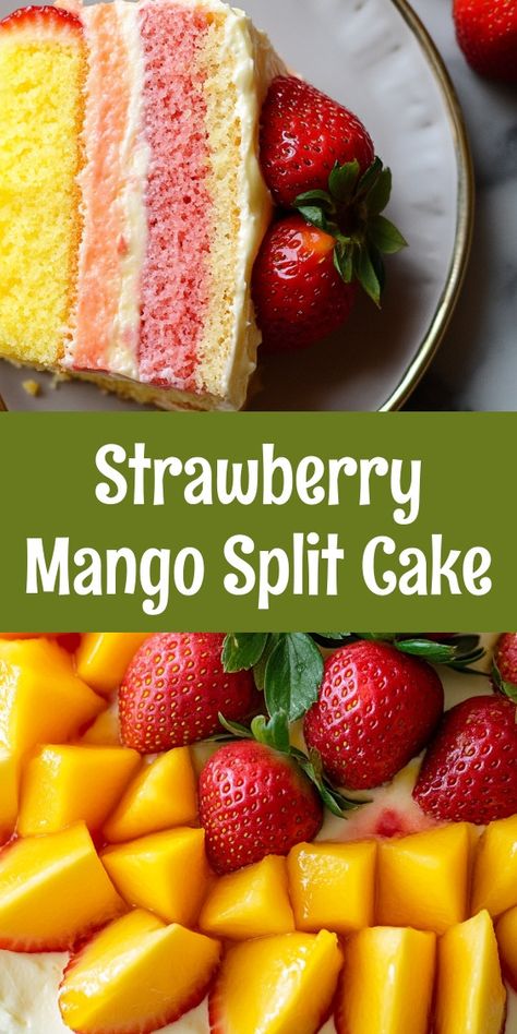 Preparing the Strawberry Mango Split Cake this sunny Saturday felt like a celebration. My daughter helped with the crust, laughter filling the kitchen, while my partner sliced the fruits. As we chilled it, the anticipation of our family gathering sweetened every moment. 🍓🥭 Strawberry Mango Cake, Chocolate Strawberry Shortcake, Split Cake, Mango Jam, Mango Mousse, Mango Cake, Berry Cheesecake, Beef Salad, Dairy Free Options