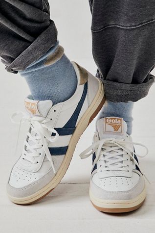 Hawk Sneakers | Free People Striped Tube Socks, Asics Sneakers, Tennis Sneakers, Socks Sneakers, Retro Sneakers, Sneakers Outfit, Classic Sneakers, Heritage Brands, Vans Old Skool Sneaker