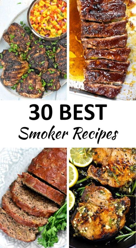 smoker recipes pin Dinner Smoker Ideas, Pulled Beef Smoker Recipes, Smoked Meats Recipes Smokers, Smoked Lunch Ideas, Non Meat Smoker Recipes, Easy Smoker Recipes Meat, Fun Things To Cook On Smoker, Stovetop Smoker Recipes, Offset Smoker Recipes