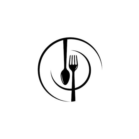 Plate Logo Design Ideas, Dinner Plate Design, Spoon And Fork Logo Design, Cutlery Logo Design, Logo Design Restaurant Food, Plate Spoon And Fork Logo, Logo For Restaurant Ideas, Fork Spoon Logo, Logo Sendok Garpu