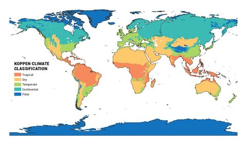 What Are the 5 Koppen Climate Classification Types? - Earth How Types Of Environments, Weather Balloon, Polar Climate, Desert Climate, Climate Zones, Geography Map, Tropical Climate, Engineering Technology, Cold Temperature