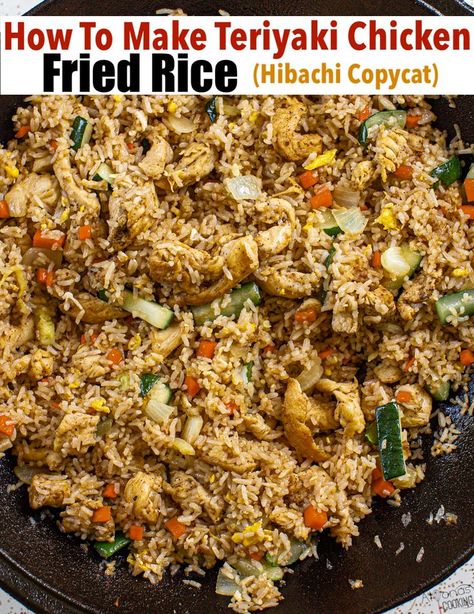 Fried Rice Teriyaki Chicken, Fried Rice With Teriyaki Sauce, Chicken And Rice Recipes Teriyaki, Teriyaki Chicken Wok, Teriyaki Chicken Fried Rice Blackstone, Hibachi Teriyaki Chicken Recipe, Rice And Teriyaki Chicken, Chicken Teriyaki And Fried Rice, Teriyaki Chicken And Fried Rice Recipes