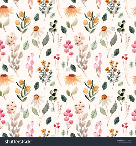 Beautiful Flower Meadow Watercolor Seamless Pattern Stock Illustration 1767739943 | Shutterstock Watercolor Flower Wallpaper, Bathroom Wallpaper Vintage, Wildflowers Wallpaper, Wildflower Wallpaper, Botanical Bathroom, Watercolor Floral Wallpaper, Large Wall Murals, Floral Wall Decals, Vintage Floral Wallpapers