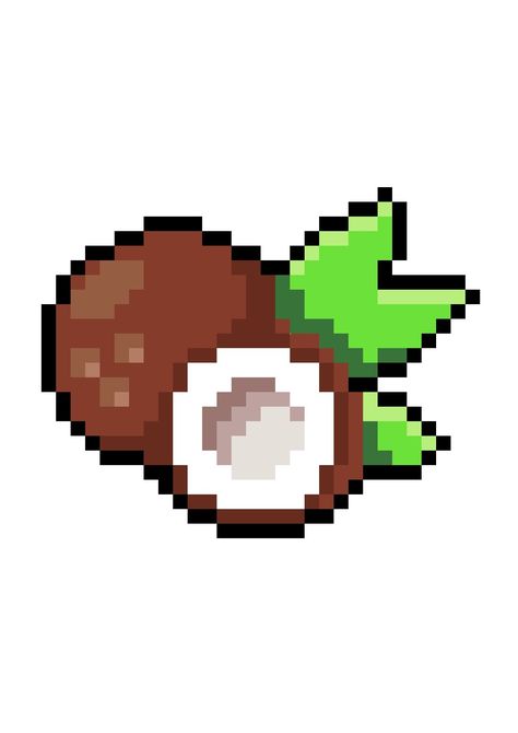 Follow for more pixel art! Coconut Pixel Art, Fruit Pixel Art, Pixel Art Fruit, Pixel Fruit, Pixel Plants, Food Pixel Art, Minecraft Addons, Minecraft Wallpaper, Pixel Art Templates