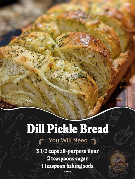 Easy Recipes Dill Bread Recipe, Dill Pickle Bread, Pickle Bread, Garlic Buns, Dill Pickle Juice, Pineapple Dessert, Pineapple Dessert Recipes, Pineapple Desserts, Apps And Snacks