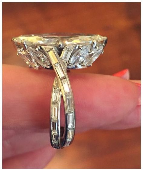 A stunning vintage marquise cut diamond ring by Sterlé. Circa 1950's. At FD Gallery. Women's Neckwear, Vintage Anniversary Rings, Marquise Cut Diamond Ring, Marquise Diamond Ring, Art Deco Diamond Rings, Fine Diamond Jewelry, Gorgeous Engagement Ring, Colorless Diamond, Marquise Cut Diamond