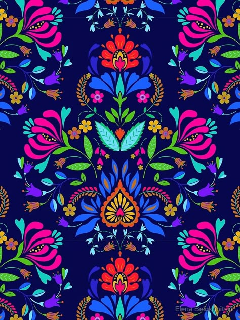 Mexican Print Wallpaper, Mexican Pattern Wallpaper, Folk Art Mexican, Oxacana Art, Mexican Pattern Art, Mexican Design Motifs, Traditional Mexican Embroidery, Mexican Fabric Pattern, Mexico Art Culture