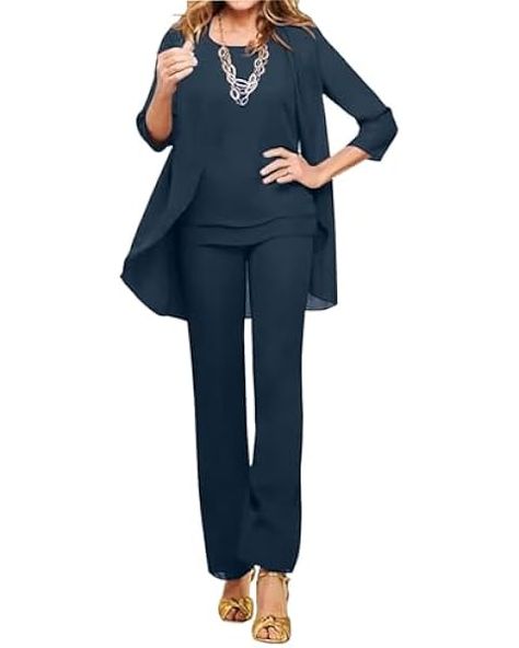 Amazon.com: 2 Pieces Mother of The Bridal Pantsuits Chiffon Women's Plus Size for Evening Dressy Wedding Grooms : Clothing, Shoes & Jewelry Formal Pant Suits For Women, Wedding Guest Outfit Formal, Mother Of The Bride Pants, Bride Pants, Bridal Pantsuit, Formal Pant Suits, Wedding Pantsuit, Pant Suits For Women, Chiffon Pants