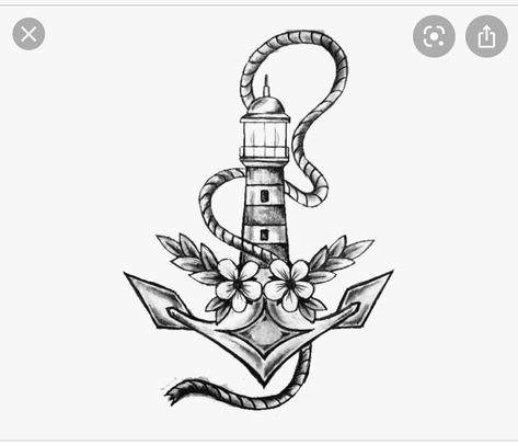 Small Lighthouse Tattoo Simple, Lighthouse Anchor Tattoo, Lighthouse Tattoo Stencil, East Coast Tattoo, Anchor Tattoos For Women Inspiration, Small Anchor Tattoos, Nautical Tattoo Sleeve, Marine Tattoo, Airplane Tattoos