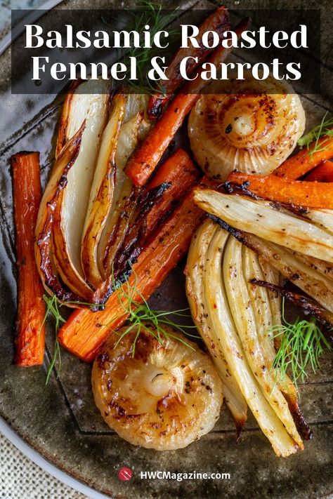 Balsamic Roasted Fennel and Carrots Christina Cooks, Carrots Healthy, Cipollini Onions, Zone Recipes, Herb Dressing, Fennel Recipes, Autumn Side Dishes, White Balsamic, Roasted Fennel