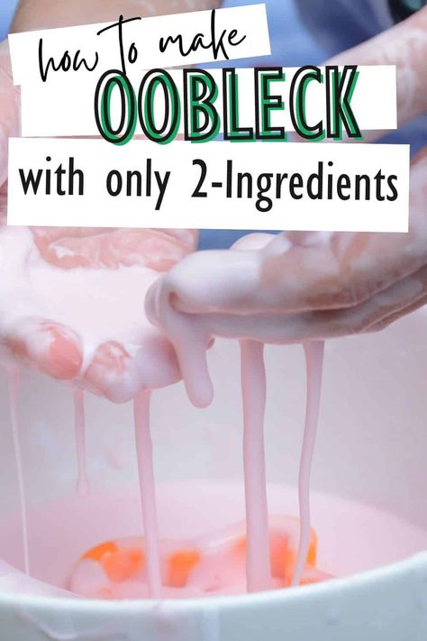 Oblek Recipe With Cornstarch, Baking Activities For Kids, Making Oobleck, Oobleck Activities, Oobleck Recipe, How To Make Oobleck, Cornstarch And Water, Diy Kid Activities, Child Activities