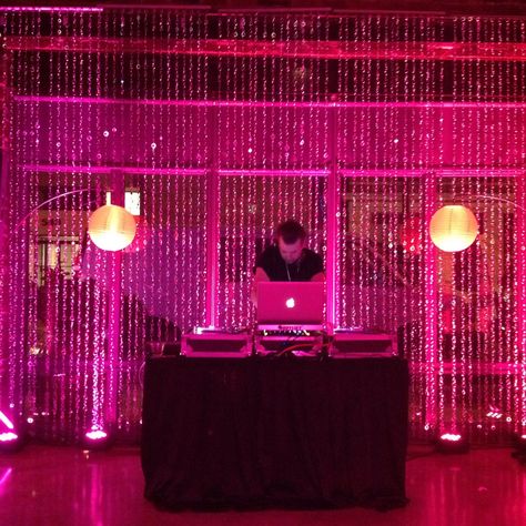 Pink uplights make the SoChi Gallery curtains really pop! Modern Event Space, Sweet 16 Party Themes, Consulting Branding, Pink Party Theme, 18th Birthday Party Themes, Rose Gold Wedding Cakes, Pink Sweet 16, Sweet Sixteen Birthday Party Ideas, Sweet 16 Themes