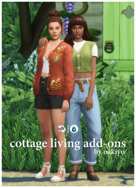 Cottage Living Add-ons: | oakiyo on Patreon Sims 4 Cc Pack Add Ons, Sims 4 Cc Lookbook Maxis Match, S4cc Maxis Match, Sims 4 Add Ons, Sims 4 Cottage Living, Sims 4 Cottage, Sims Love, Sims Inspiration, Cc Clothes