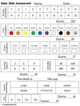 Assessments For Kindergarten, Preschool Basic Skills Assessment, Preschool Assessment Checklist, Pre K Assessment Checklist, Preschool Informal Assessment, Preschool Assessment Forms, Skills Assessment, Substitute Binder, Kindergarten Assessment