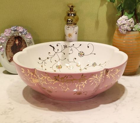 Europe Vintage Ceramic Art Basin Sinks Counter Top Wash Basin Bathroom Vessel Sinks vanities artistic sink wash basin flower|Bathroom Sinks| - AliExpress Bathroom Vessel Sinks And Vanities, Vessel Sink Vanity, Cheap Bathrooms, Faucet Accessories, Vessel Sink Bathroom, Basin Sink, Vessel Sinks, Bathroom Sink Faucets, Sink Faucets