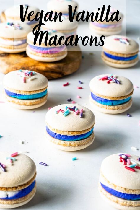 Vegan Macarons Recipe, Eggless Macaroons Recipes, Vegan Macaroons, Vegan Macarons, Macaroons Recipe, Vanilla Macarons, Best Vegan Desserts, Vegan Buttercream, Birthday Purple