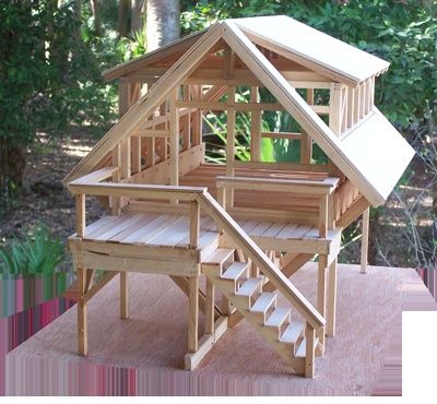 I really like this roof line and the little deck Casa Hobbit, Tree House Designs, Bamboo House, Timber House, Pergola Plans, A Frame House, Wooden Dollhouse, Tiny House Cabin, Timber Framing