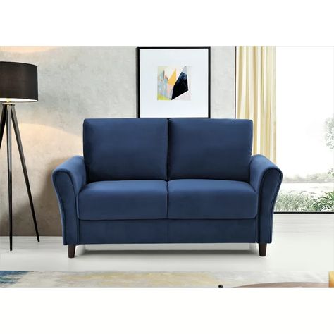 House of Hampton® Willhite Loveseat & Reviews | Wayfair Loveseat Ikea, Blue Velvet Loveseat, Blue Loveseat, Velvet Loveseat, Living Room Furniture Sofas, Comfortable Sofa, Furniture Deals, Living Room Seating, Small Living Room